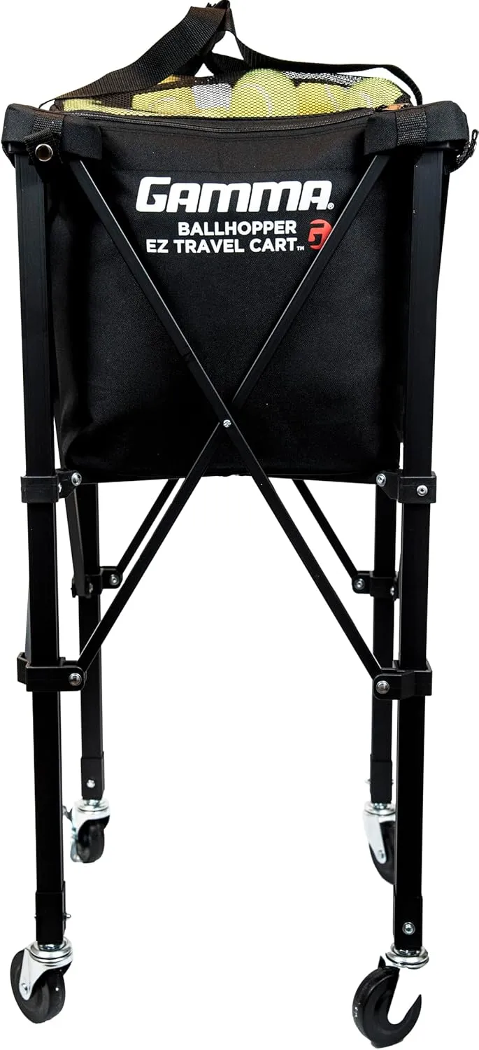 GAMMA Sports EZ Travel Cart, Tennis & Pickleball Hopper, Portable Compact Design, Sturdy Lightweight Construction, 150 or 250 Capacity Available, Premium Carrying Case Included