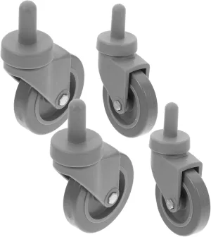 GARVALON 4pcs Heavy Duty Rubber Caster Wheels for Mop Buckets Threaded Stem Replacement Wheels for Furniture Trash Can and Travel Bags Swivel Design
