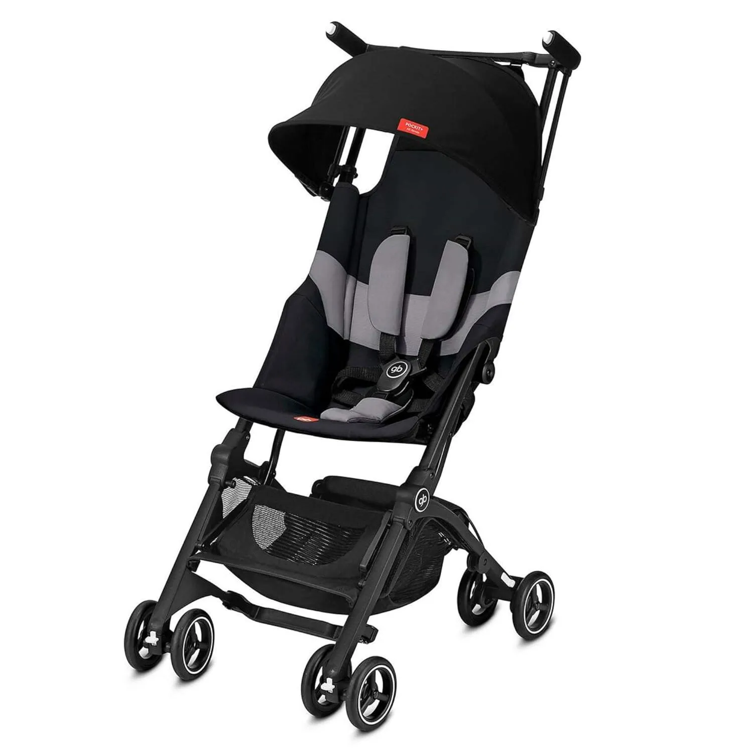 gb Pockit  All-Terrain, Ultra Compact Lightweight Travel Stroller with Canopy and Reclining Seat in Velvet Black