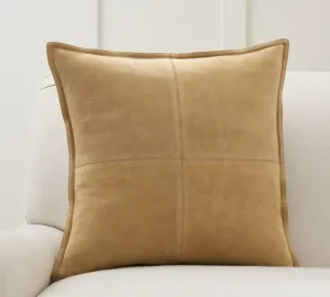 Genuine Lambskin Suede Leather Pillow Cover - Sofa Cushion Case - Decorative Throw Covers for Living Room & Bedroom (22 X 22 '' Pack of 2, Beige)