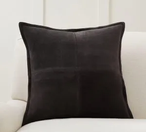 Genuine Lambskin Suede Leather Pillow Cover - Sofa Cushion Case - Decorative Throw Covers for Living Room & Bedroom (22 X 22 '' Pack of 2, Black)