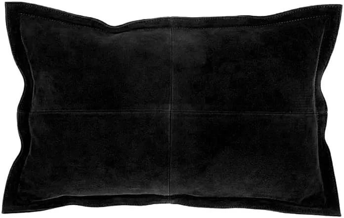 Genuine Lambskin Suede Leather Pillow Cover - Sofa Cushion Case - Decorative Throw Covers for Living Room & Bedroom (22 X 22 '' Pack of 2, Black)