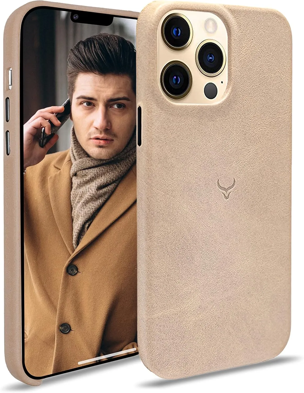 Genuine Leather Case Compatible with iPhone 13 Pro Max - Oil Waxed Full Grain Anti-Scratch Leather Case - Shockproof, Drop Proof, Protective Slim Case (Clay)