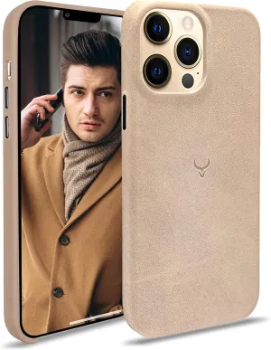 Genuine Leather Case Compatible with iPhone 13 Pro Max - Oil Waxed Full Grain Anti-Scratch Leather Case - Shockproof, Drop Proof, Protective Slim Case (Clay)