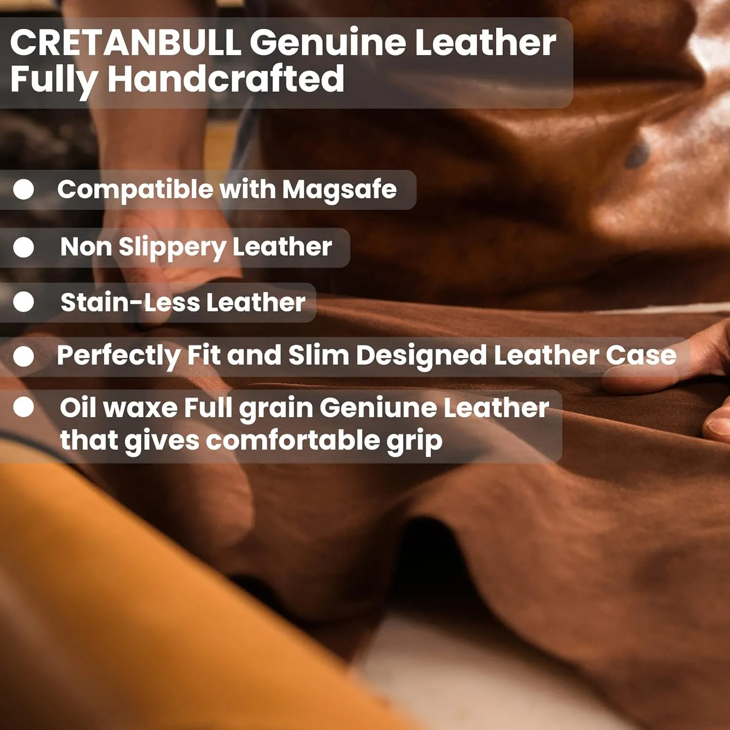 Genuine Leather Case Compatible with iPhone 13 Pro Max - Oil Waxed Full Grain Anti-Scratch Leather Case - Shockproof, Drop Proof, Protective Slim Case (Clay)