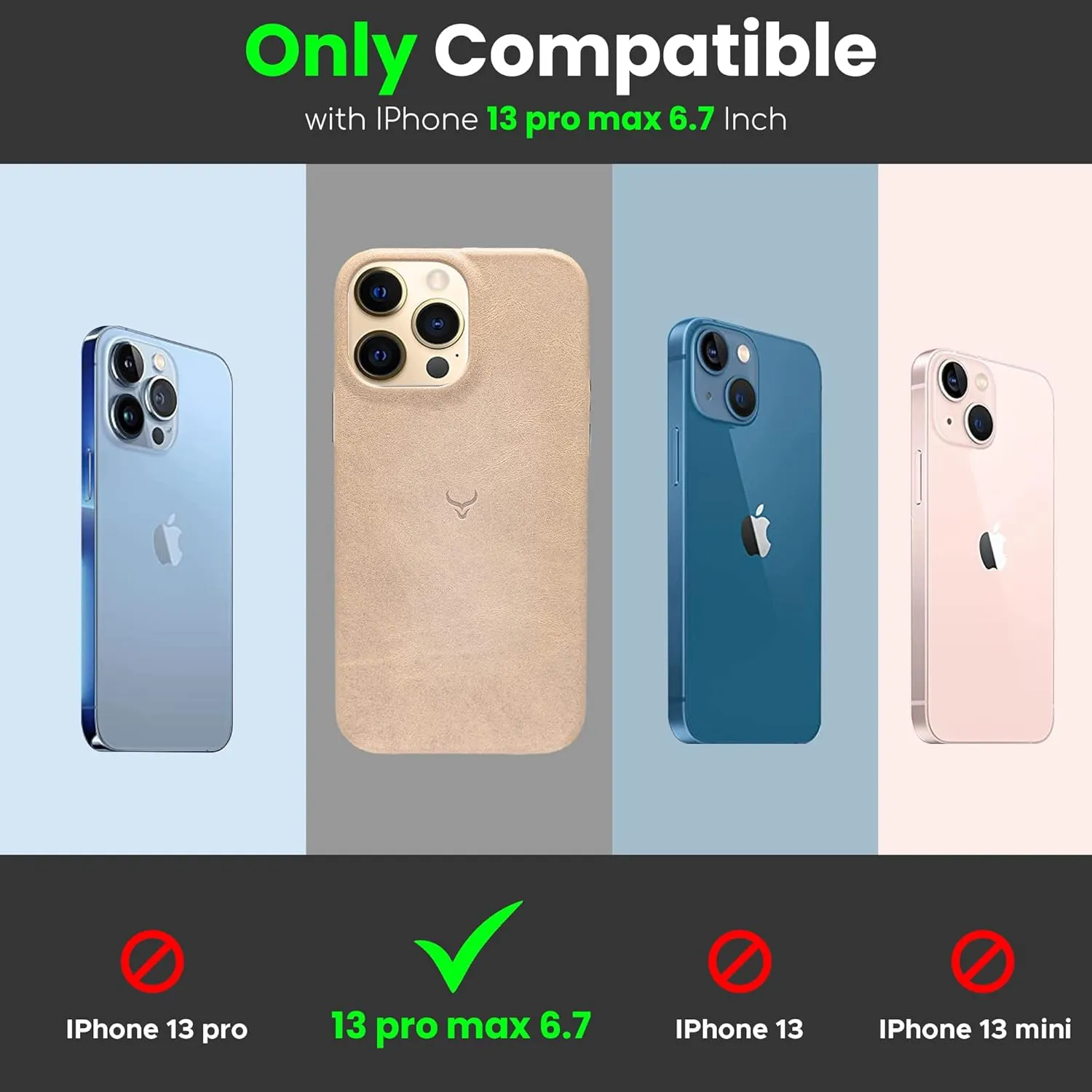 Genuine Leather Case Compatible with iPhone 13 Pro Max - Oil Waxed Full Grain Anti-Scratch Leather Case - Shockproof, Drop Proof, Protective Slim Case (Clay)