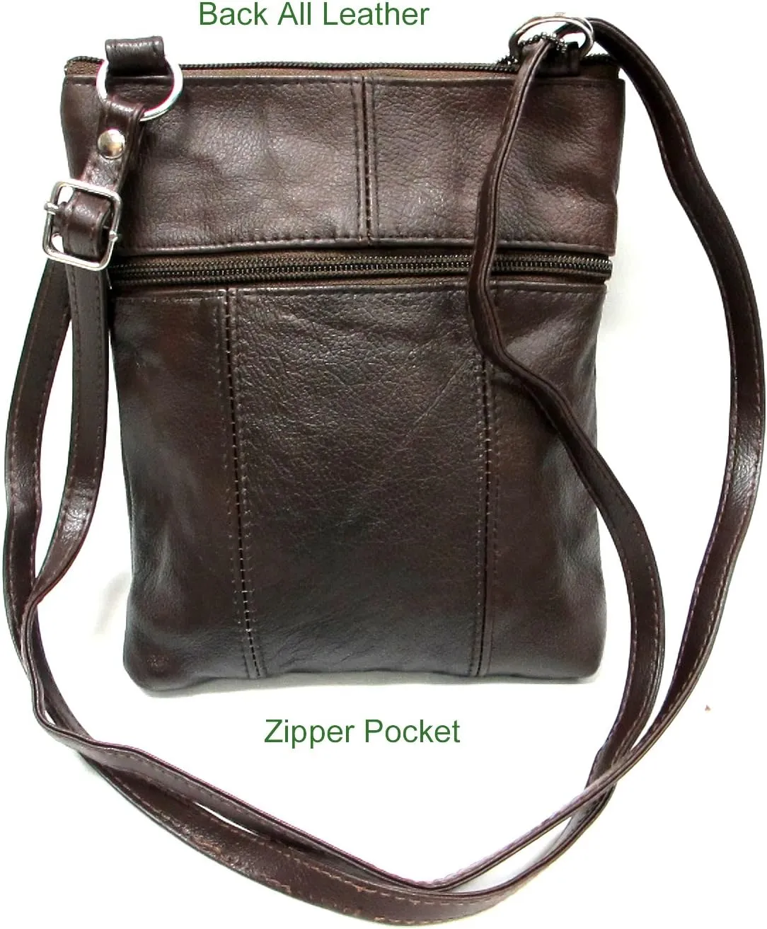 Genuine Leather Cross Body Purse 5 Pocket with Organizer