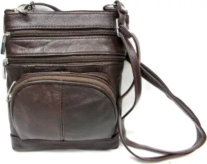 Genuine Leather Cross Body Purse 5 Pocket with Organizer