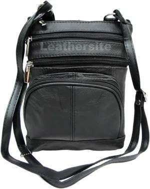 Genuine Leather Cross Body Purse 5 Pocket with Organizer