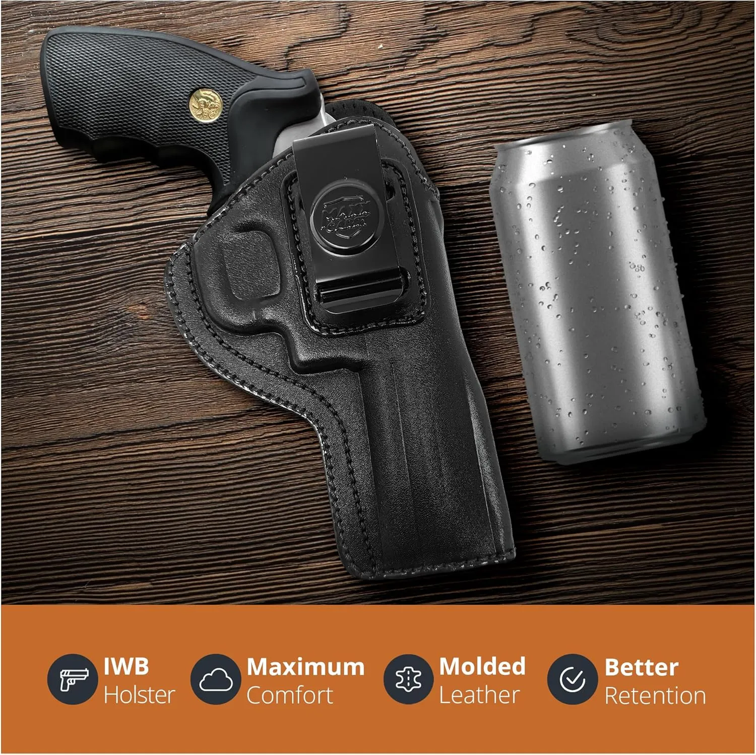 Genuine Leather Iwb Revolver Holster for Colt King Cobra 4" and 5 or 6 Shot Revolvers, 4" Barrel - Leather Concealed Carry Holster - Maxx Carry Holsters