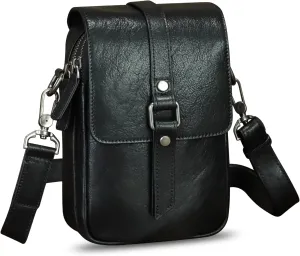 Genuine Leather Phone Purse for Women Vintage Leather Cell Phone Pouch Mini Small Shoulder Bag Crossbody Bag with Strap