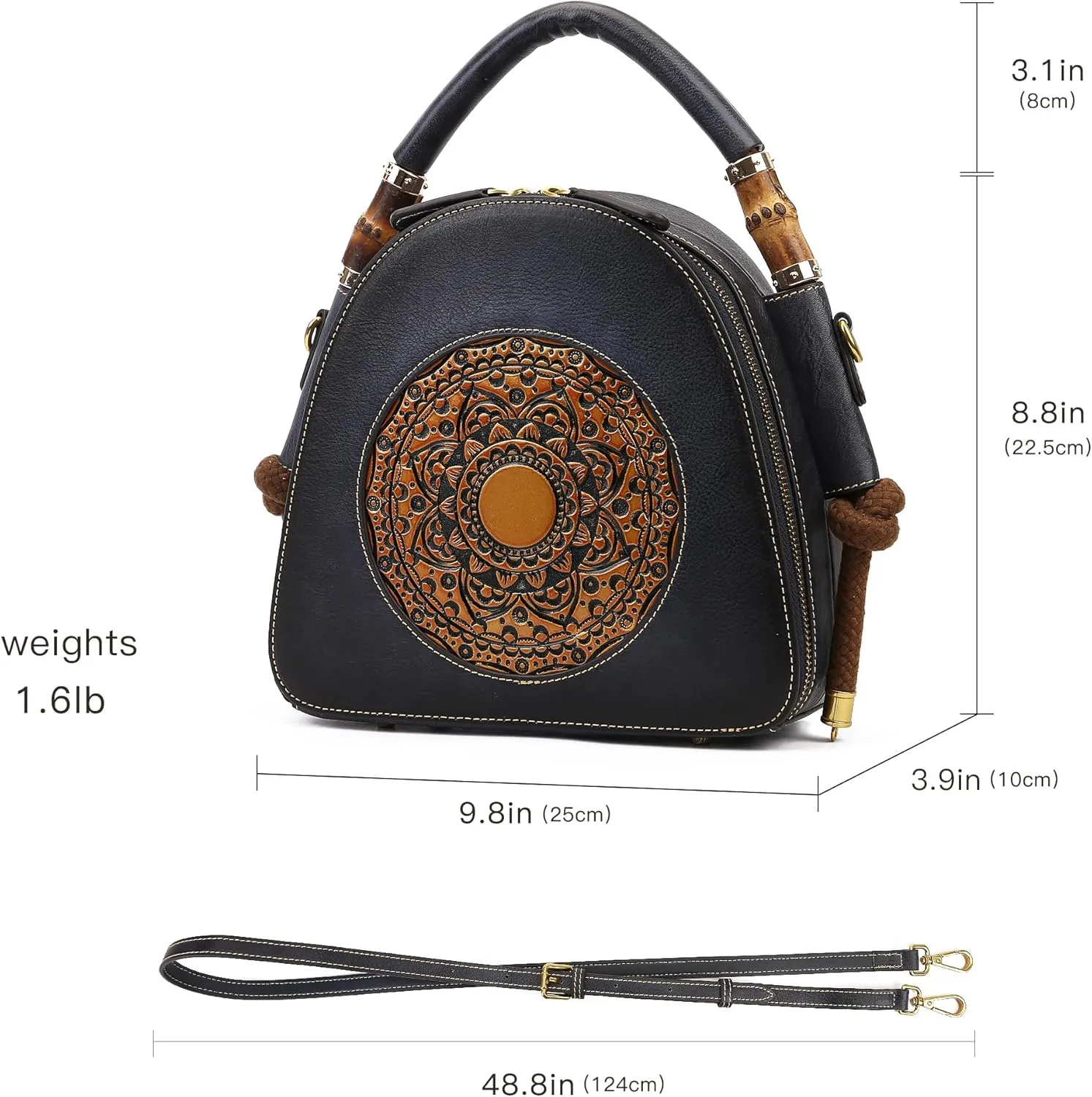 Genuine Leather Pocketbooks for Women, Retro Organizer Top Handle Satchel Totem Leather Handbag Ladies