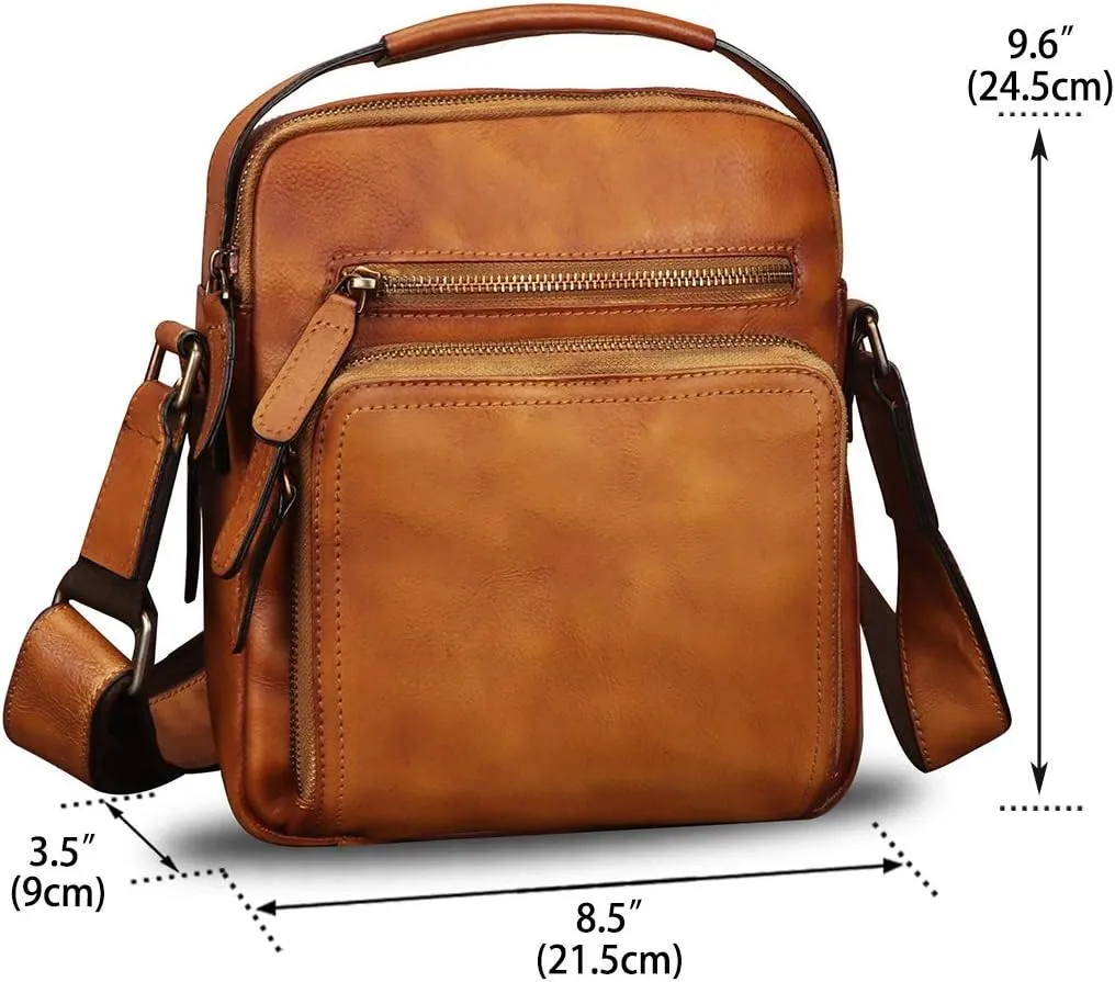 Genuine Leather Purse and Shoulder Bag for Men Vintage Real Leather Messenger Bag Handbag Crossbody Satchel Purse Strap