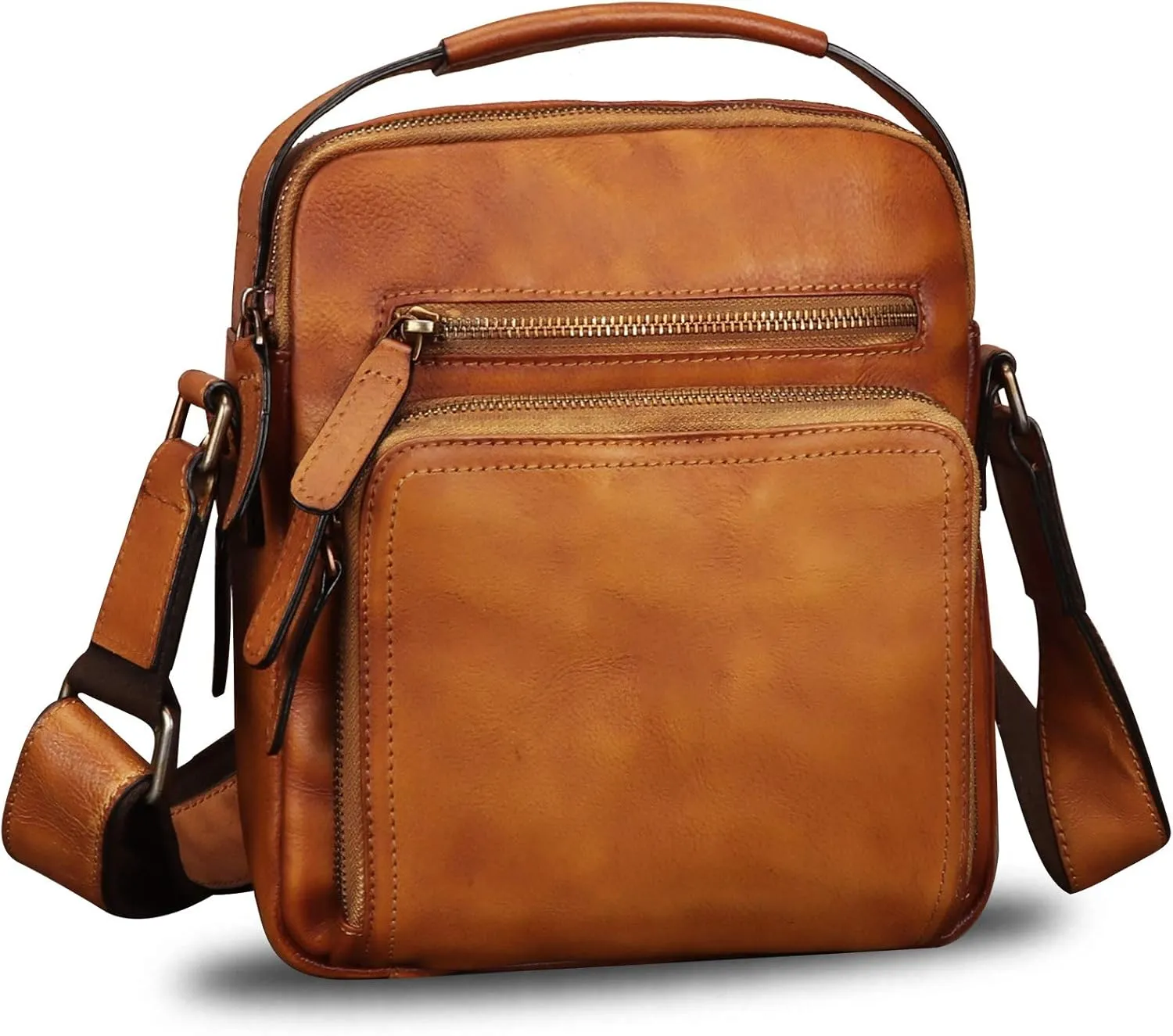 Genuine Leather Purse and Shoulder Bag for Men Vintage Real Leather Messenger Bag Handbag Crossbody Satchel Purse Strap
