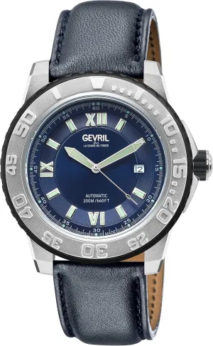 Gevril Seacloud Men's Automatic Watch, Genuine Leather Strap with Buckle