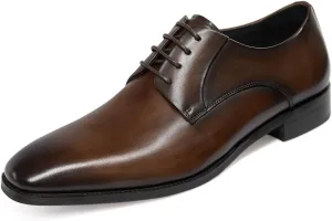 GIFENNSE Men's Handmade Leather Modern Classic Lace up Leather Lined Perforated Dress Oxfords Shoes