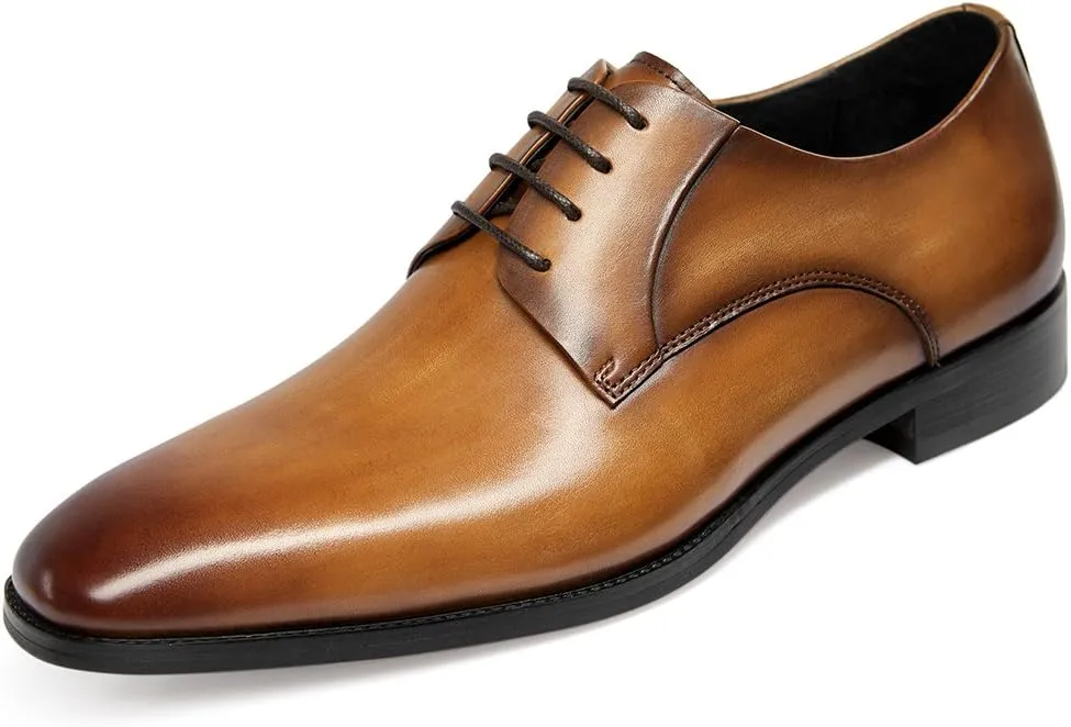 GIFENNSE Men's Handmade Leather Modern Classic Lace up Leather Lined Perforated Dress Oxfords Shoes