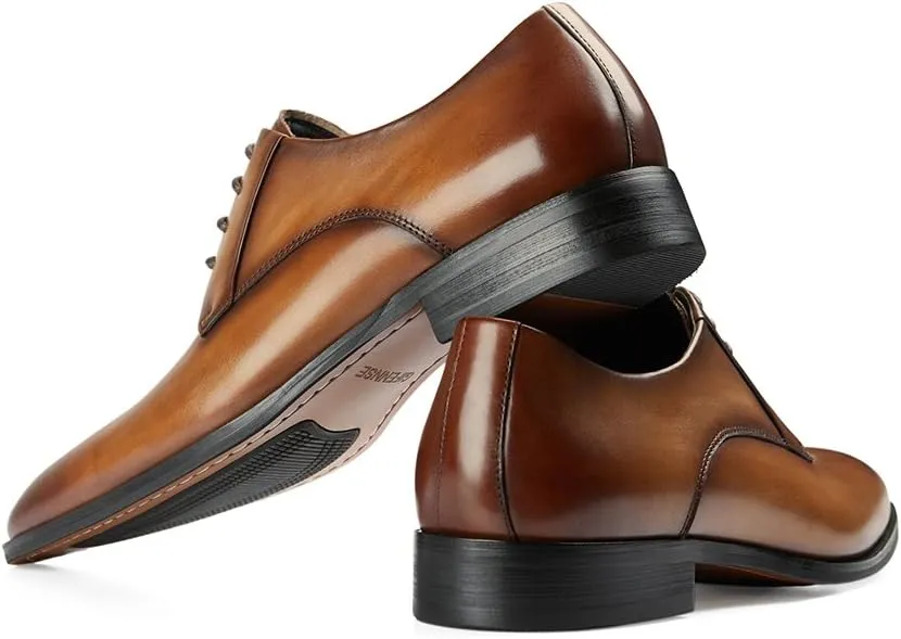 GIFENNSE Men's Handmade Leather Modern Classic Lace up Leather Lined Perforated Dress Oxfords Shoes