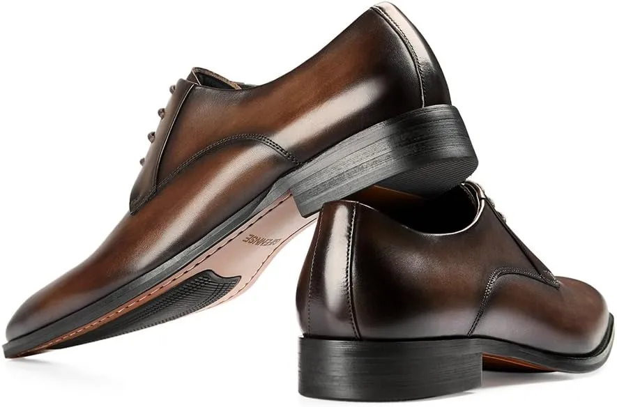 GIFENNSE Men's Handmade Leather Modern Classic Lace up Leather Lined Perforated Dress Oxfords Shoes