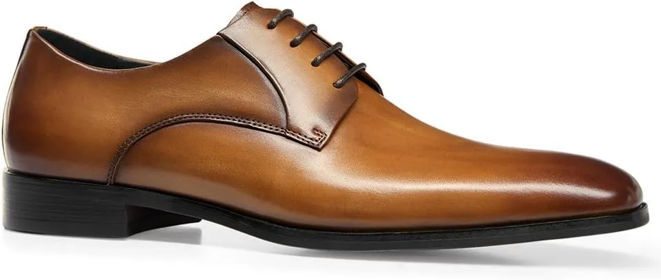 GIFENNSE Men's Handmade Leather Modern Classic Lace up Leather Lined Perforated Dress Oxfords Shoes