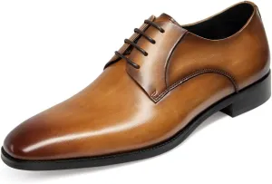 GIFENNSE Men's Handmade Leather Modern Classic Lace up Leather Lined Perforated Dress Oxfords Shoes