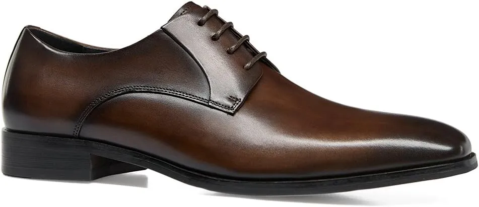 GIFENNSE Men's Handmade Leather Modern Classic Lace up Leather Lined Perforated Dress Oxfords Shoes