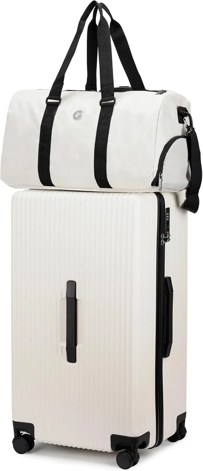 ginzatravel Suitcase, 28 inch suitcase with wheel & Travel Bag & Suitcase Strap, Scratch resistant texture Lightweight PC material, TSA lock (Star Silver (combination))