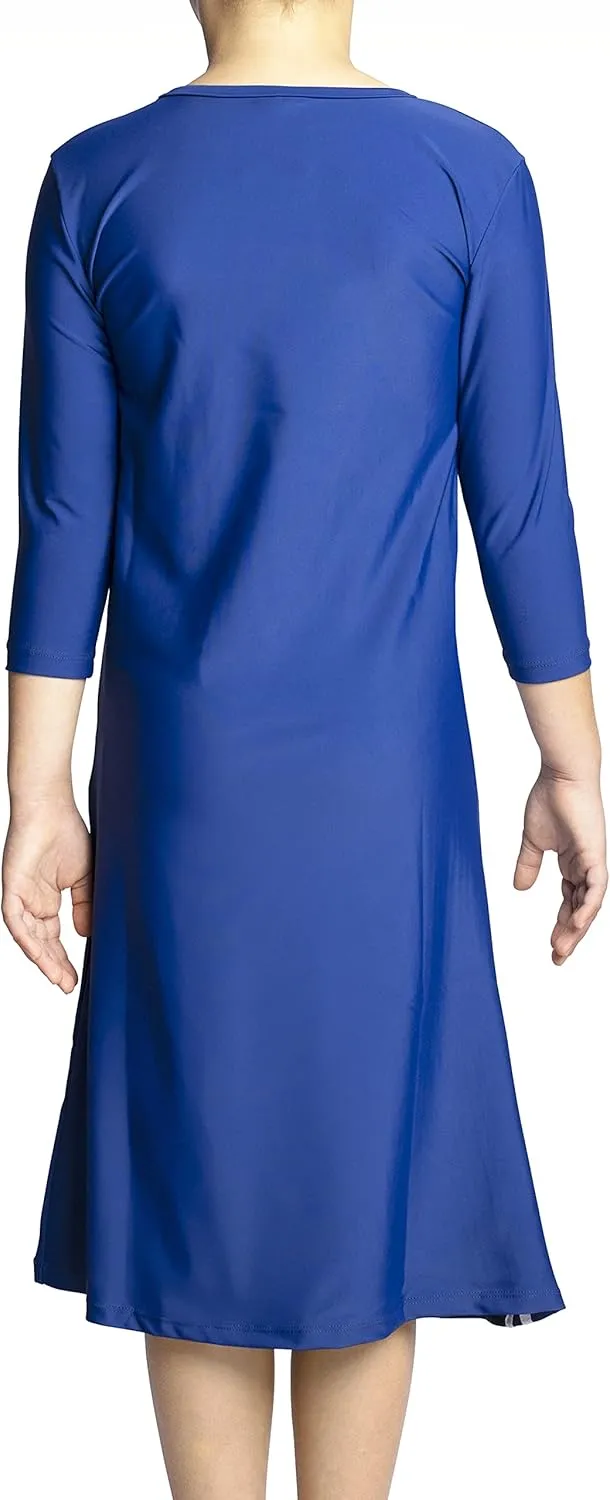 Girl Modest Tznius 3/4 Sleeve Swimdress, Beach Cover up UPF 50  Sun Protection