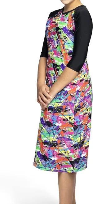 Girl Modest Tznius 3/4 Sleeve Swimdress, Beach Cover up UPF 50  Sun Protection