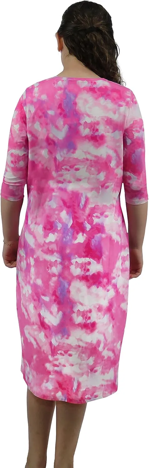 Girl Modest Tznius 3/4 Sleeve Swimdress, Beach Cover up UPF 50  Sun Protection