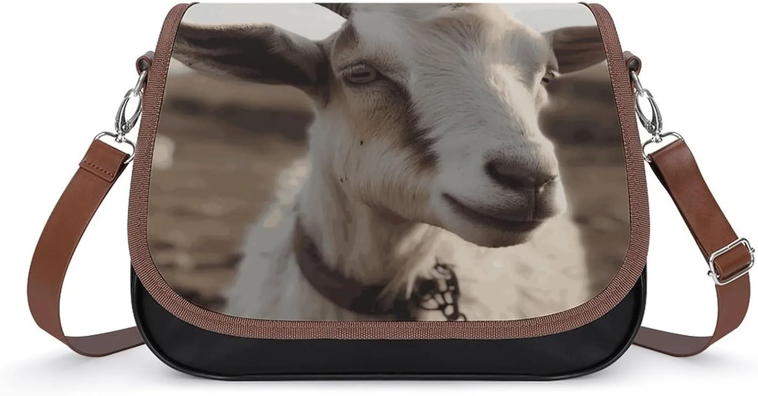 Goat on Hillside Laptop Tote Bag Leather Computer Bags Lined Shoulder Purse Purses And Handbags Business Office Work Bag Top Handle Handbag for Women