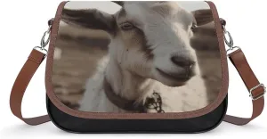 Goat on Hillside Laptop Tote Bag Leather Computer Bags Lined Shoulder Purse Purses And Handbags Business Office Work Bag Top Handle Handbag for Women