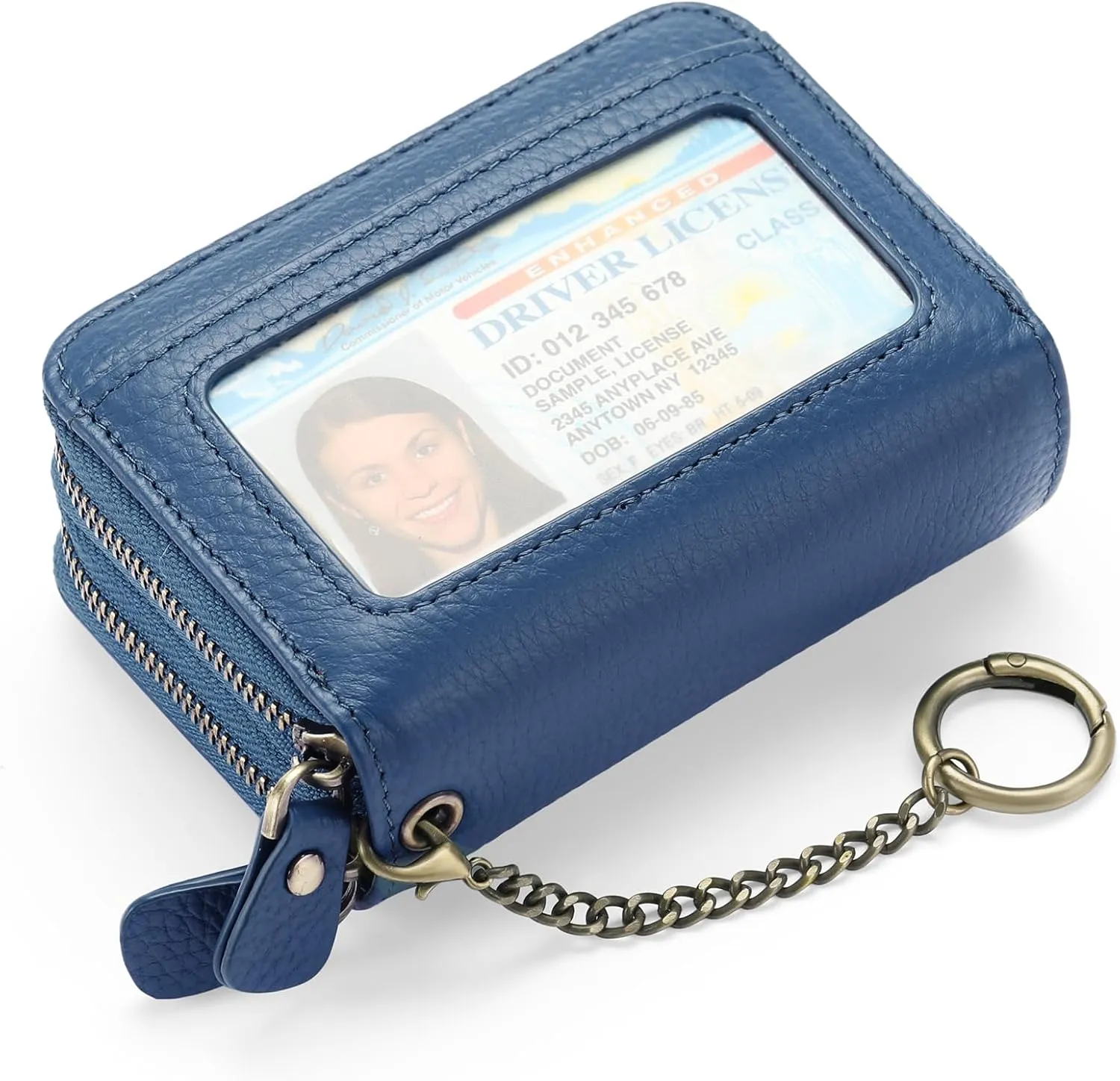 GOIACII Credit Card Holder Wallet for Women RFID Blocking Small Genuine Leather Card Case Wallet with Keychain
