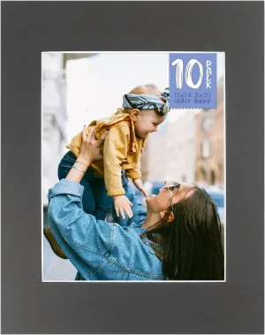 Golden State Art, Pack of 10 Black 11x14 Slip-in Pre-Adhesive Photo Mat for 8x10 Picture, Includes 10 Clear Bags