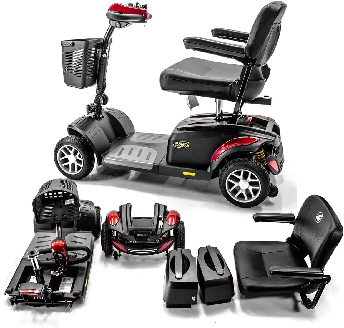 Golden Technologies - Buzzaround Ex - Travel Scooter - 4-Wheel - Red