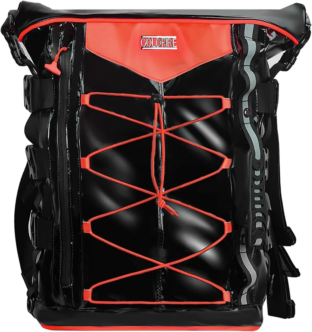 Goldfire Expandable Motorcycle Travel Luggage Sissy Bar Bag, Weather Resistant Tail Duffle Bag Backpack with Sissy Bar Straps