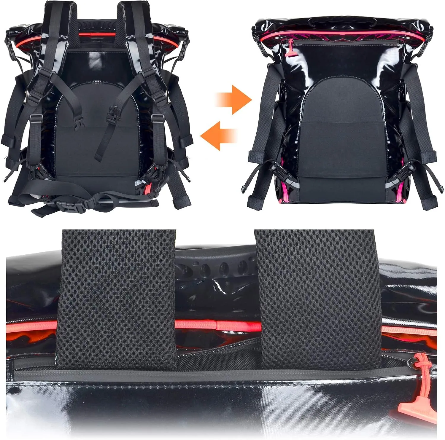 Goldfire Expandable Motorcycle Travel Luggage Sissy Bar Bag, Weather Resistant Tail Duffle Bag Backpack with Sissy Bar Straps