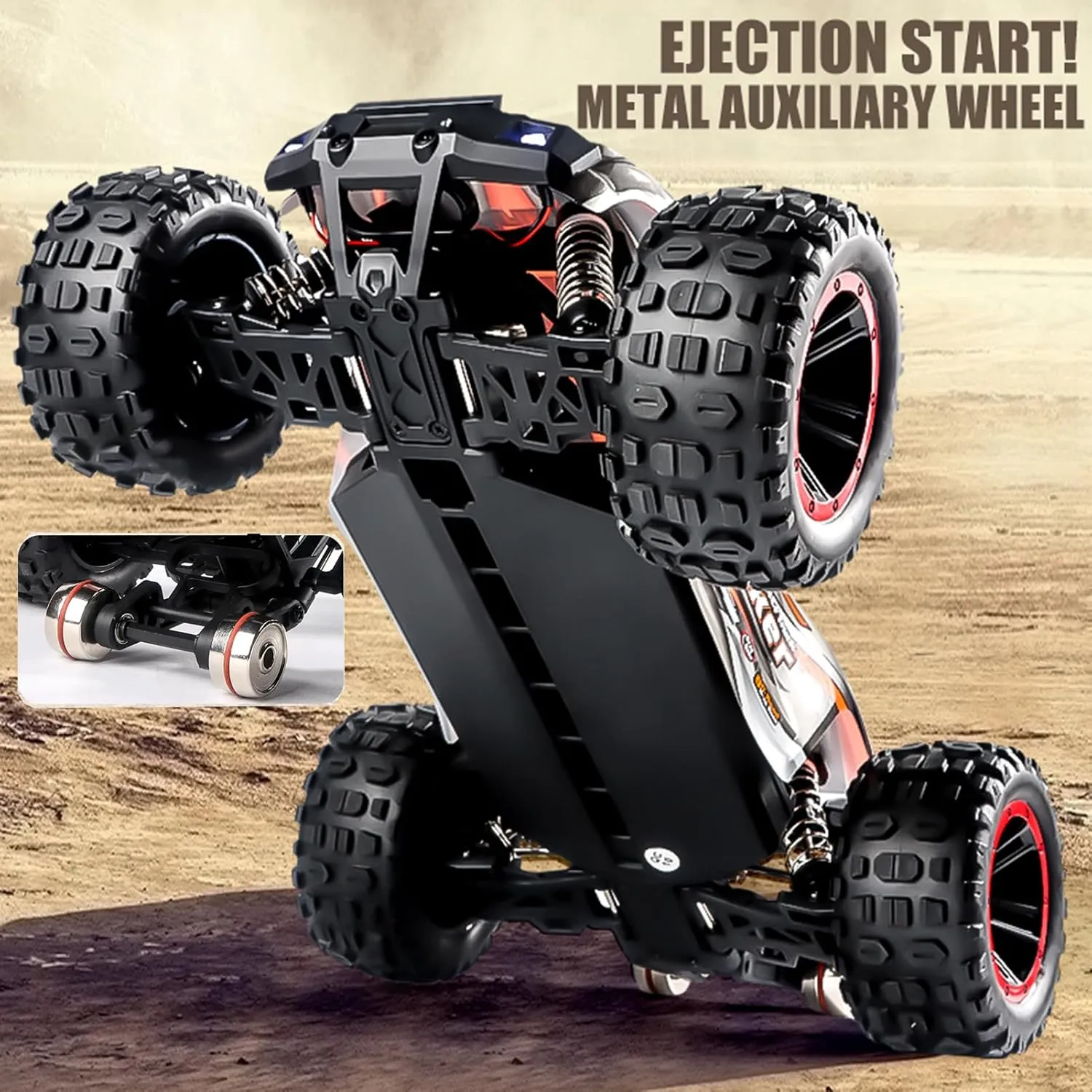 GoolRC 2105A Brushless RC Cars, 1:14 Scale Remote Control Car, 4WD 75KM/H High Speed RC Truck, All Terrains Off-Road Monster Trucks, 2.4GHz Electric Vehicle with 2 Batteries for Adults (Orange)