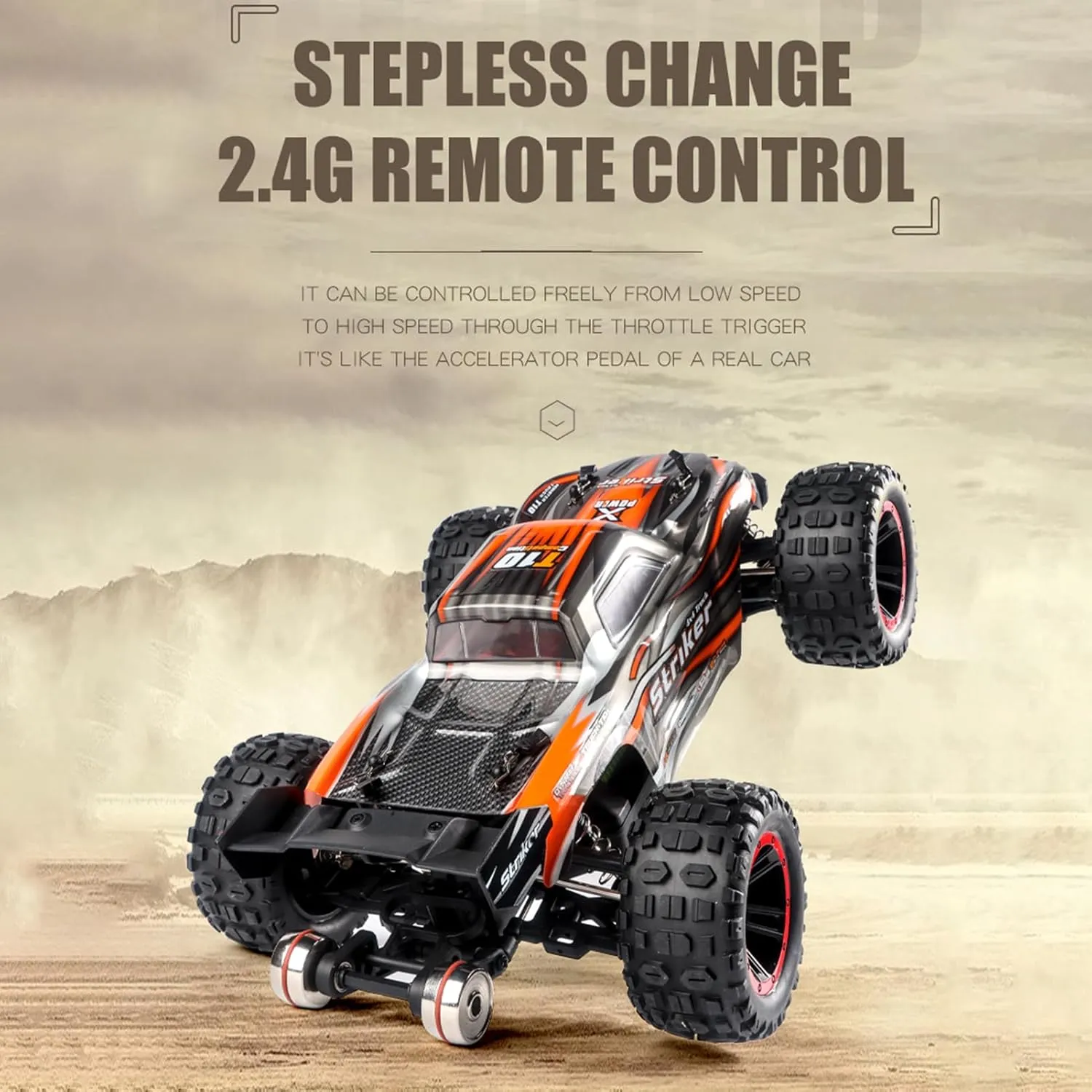 GoolRC 2105A Brushless RC Cars, 1:14 Scale Remote Control Car, 4WD 75KM/H High Speed RC Truck, All Terrains Off-Road Monster Trucks, 2.4GHz Electric Vehicle with 2 Batteries for Adults (Orange)
