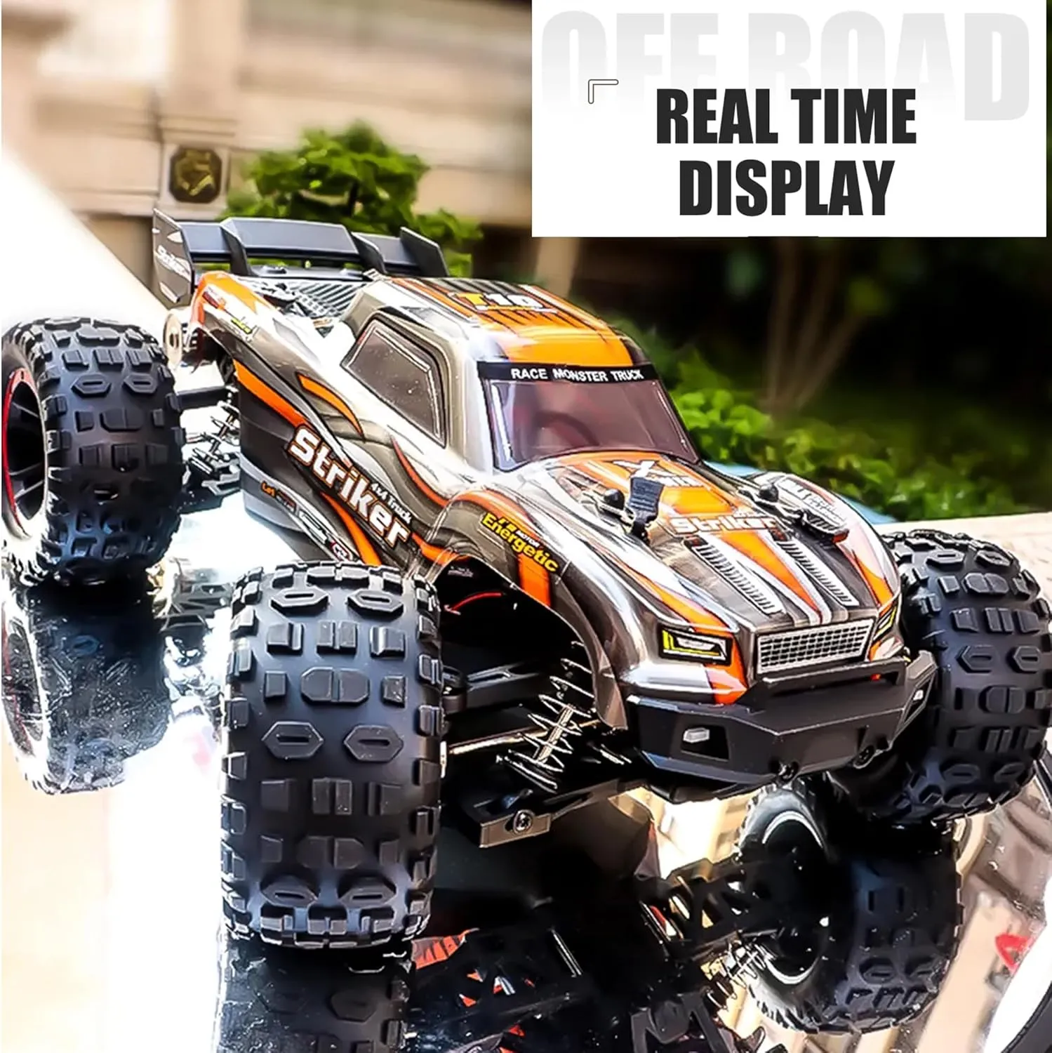 GoolRC 2105A Brushless RC Cars, 1:14 Scale Remote Control Car, 4WD 75KM/H High Speed RC Truck, All Terrains Off-Road Monster Trucks, 2.4GHz Electric Vehicle with 2 Batteries for Adults (Orange)