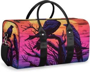 Gothic Crow Travel Duffle Bag for Women Men Gym Duffel Foldable Bag Waterproof Weekender Dusk Raven Duffle Tote