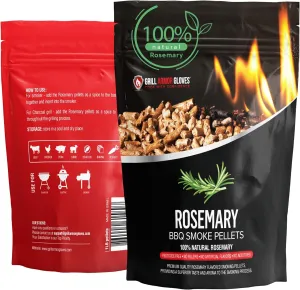 Grill Armor 100% All-Natural Rosemary Pellets for Smokers, Charcoal, Gas Grills, Smoking Gun, Mix with Other Wood Pellets – BBQ, Bake, Roast, Grill, 1lb Bag Lasts 25-30 Hours