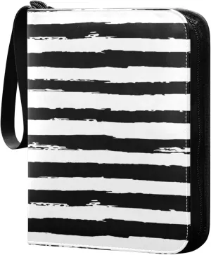Grunge Paint Stripes Card Collector Holder for Collectible Boys Girls Game Sports Cards MTG TCG, 4 Pockets Trading Card Folder Zip Card Binder