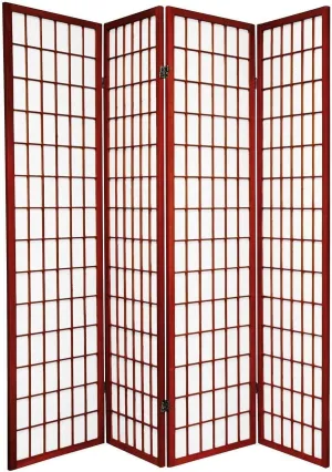 GTU Furniture Japanese Style 4 Panels Wood Shoji Room Divider Screen Oriental for Home/Office (Cherry)
