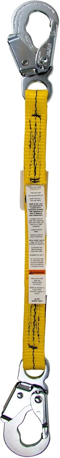 Guardian Fall Protection 01250 2-Foot Single Leg Non-Shock Absorbing Lanyard