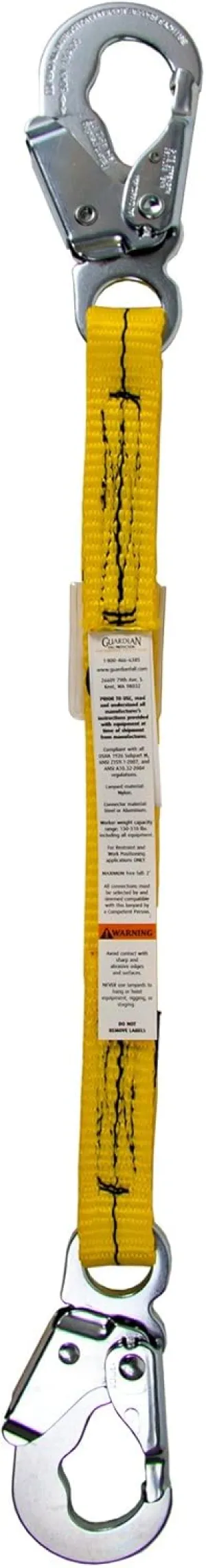 Guardian Fall Protection 01255 3-Foot Single Leg Non-Shock Absorbing Lanyard