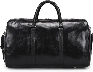 Gym Bags Large Capacity Short-Distance Travel Bag Women Soft PU Leather Travel Bag Duffel Bag Casual Men Sports Fitness Handbag (Color : Gray) (Black)