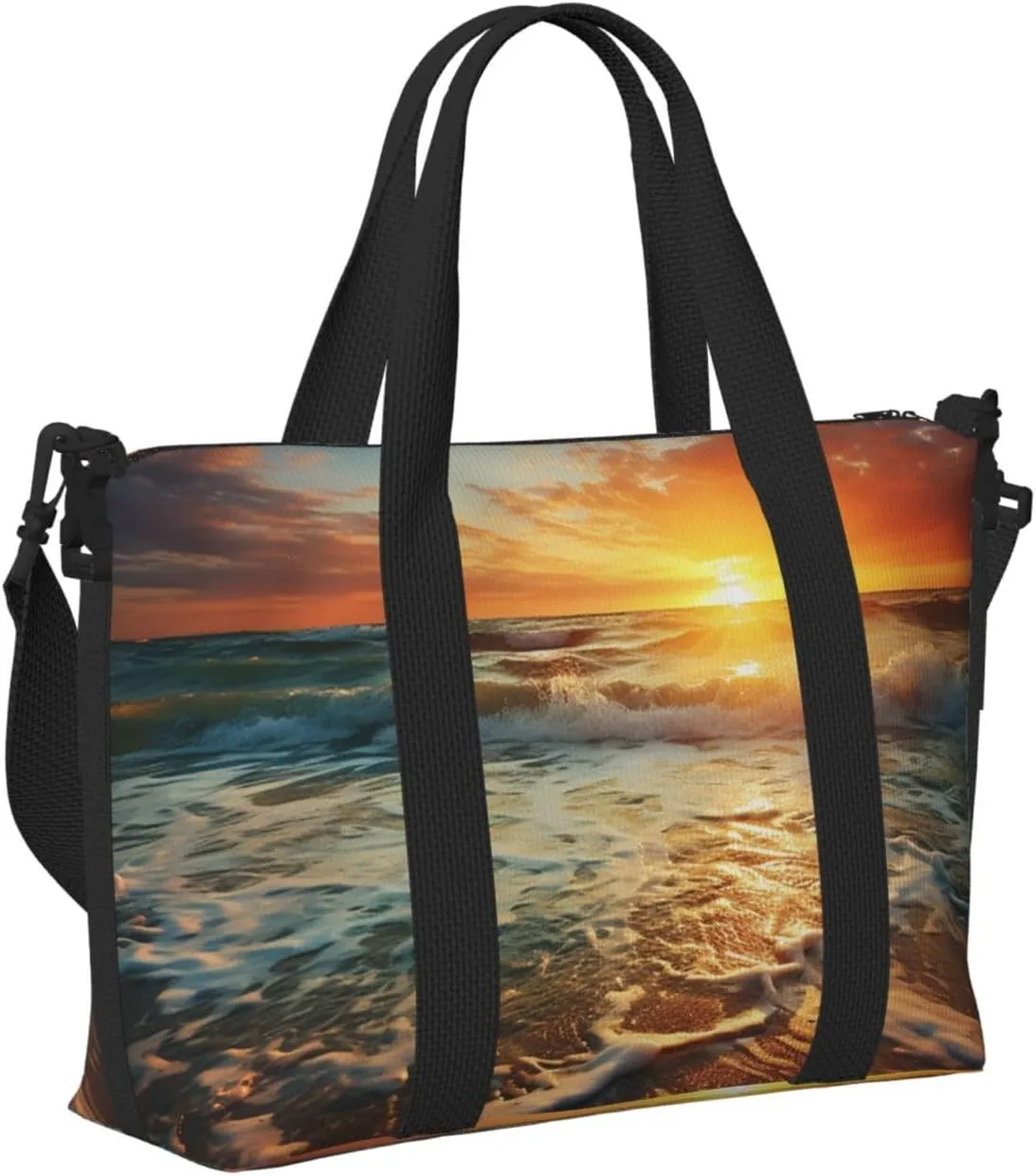 Gym Bags Small Ocean Sunrise Duffel Bag Overnight Bag with Shoe Compartment Carryon Bag for Men Women