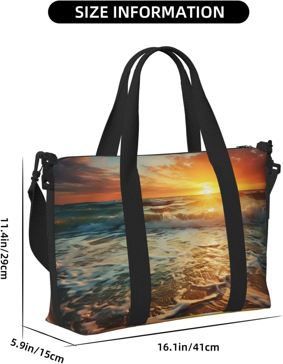 Gym Bags Small Ocean Sunrise Duffel Bag Overnight Bag with Shoe Compartment Carryon Bag for Men Women