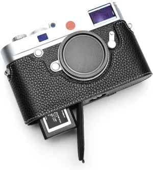 Handmade Genuine Real Leather Half Camera Case Bag Cover for Leica M10 Bottom Open Version Black Color